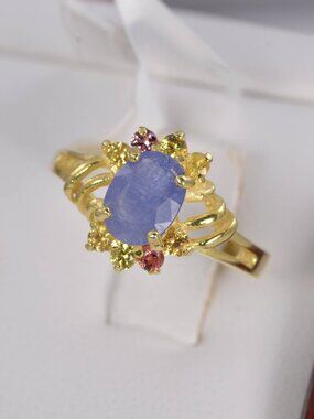 Genuine Natural Blue Sapphire Ring 925 Sterling Silver, sz 7